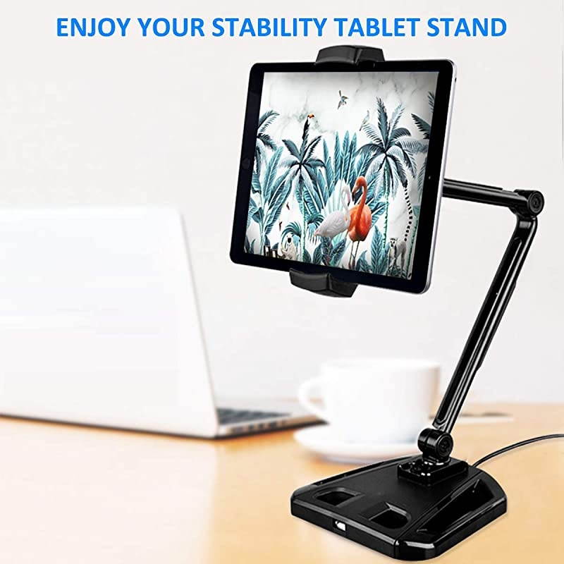Tablet Stand Adjustable iPad Stand with 360&deg; Swivel Tablet Holder Fits 4129 Display TabletPhones for Table Bedside Kitchen Office Desk POS Kiosk Reception Compatible with iPad iPhone