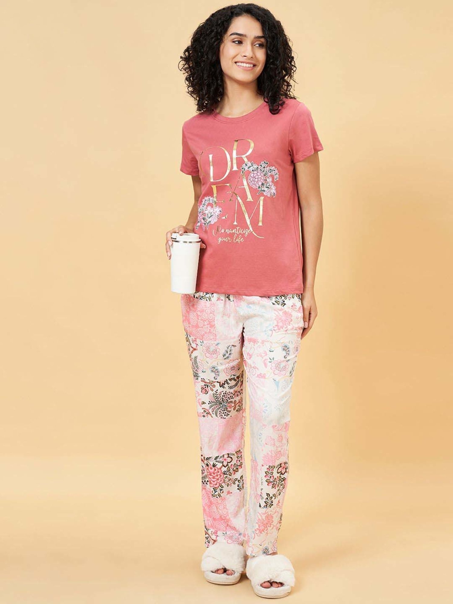 Dreamz by Pantaloons Pink Cotton Printed T-Shirt