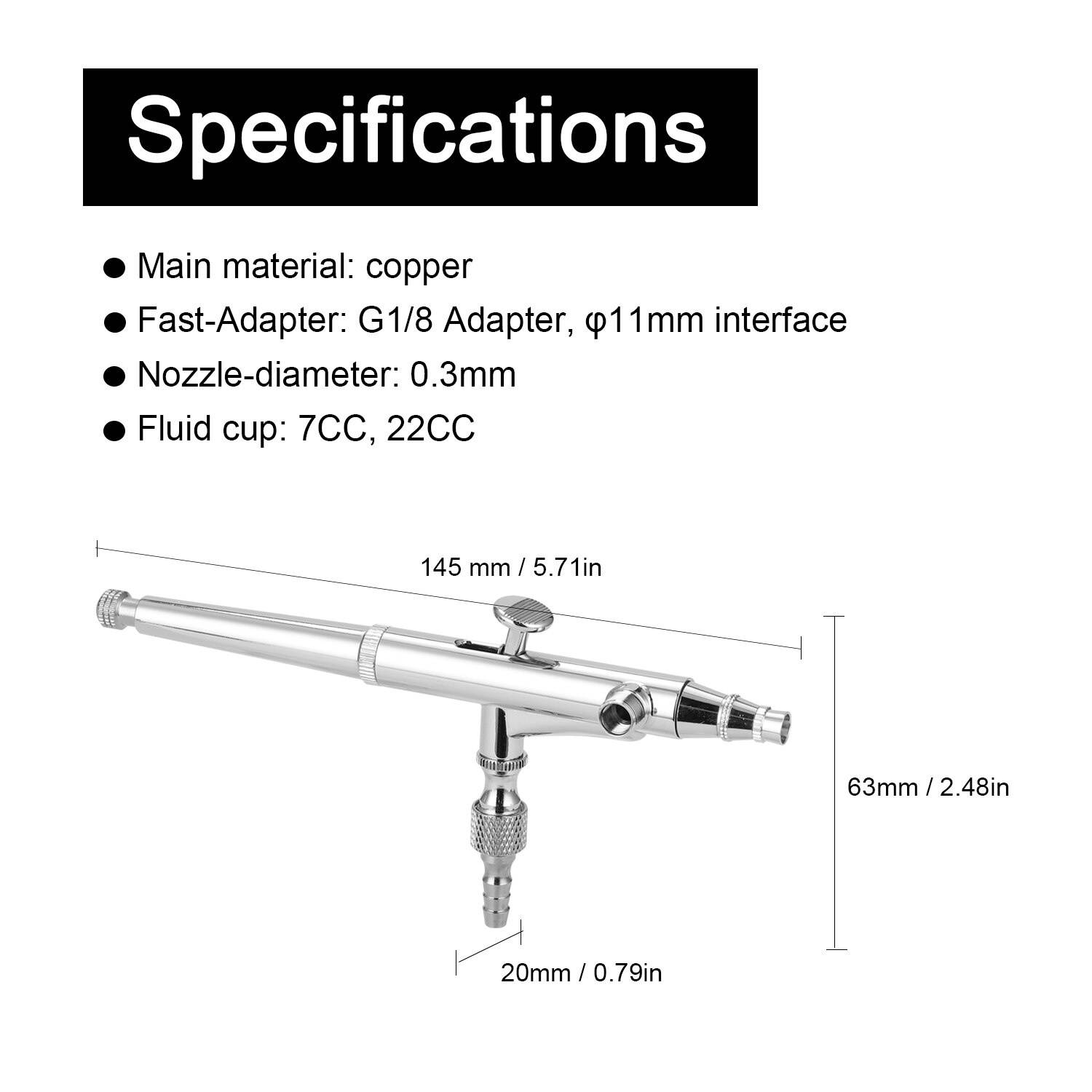 Professional T134 Airbrush Set for Model Making Art Painting with G1/8 Adapter Wrentch Dropper 2 Fluid Cups