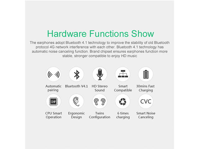 AutofeelSunriseoffice TWS Bluetooth Earphone Headset Wireless Headphone With Mic 3D Bass Stereo True Wireless Headset Sport Earbuds For Phone iPhone Xiaomi Samsung