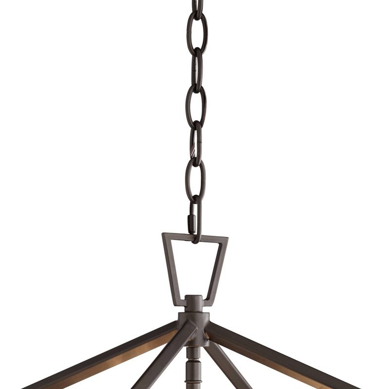 Franklin Iron Works Bronze Open Frame Foyer Pendant Chandelier 19 3/4" Wide Farmhouse 5-Light Fixture Dining Room House Entryway