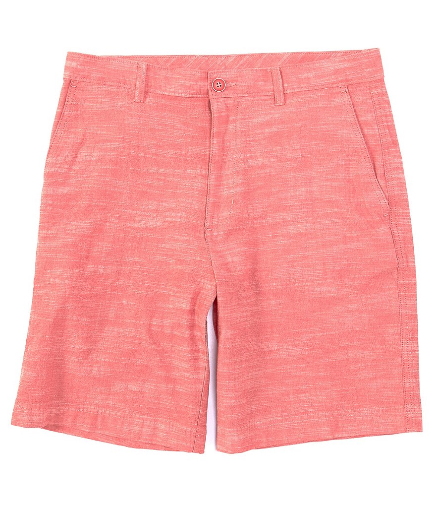 Roundtree & Yorke 9#double; Inseam Flat Front Slub Chambray Shorts