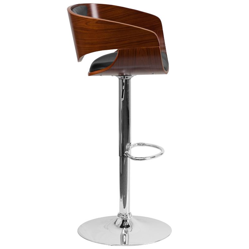 Flash Furniture Walnut Bentwood Adjustable Height Barstool with Black Vinyl Seat