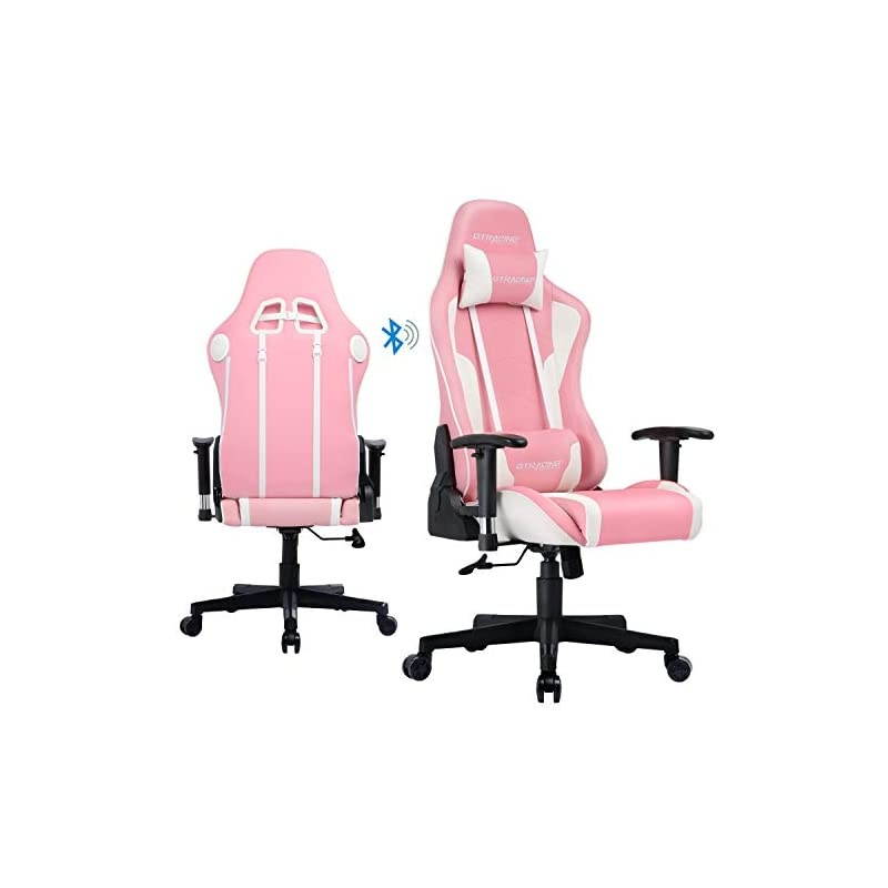 Gaming Chair with Speakers Bluetooth Music Video Game Chair Audio Ergonomic Design Heavy Duty Office Computer Desk Chair Gt890M,Blue (Blue)