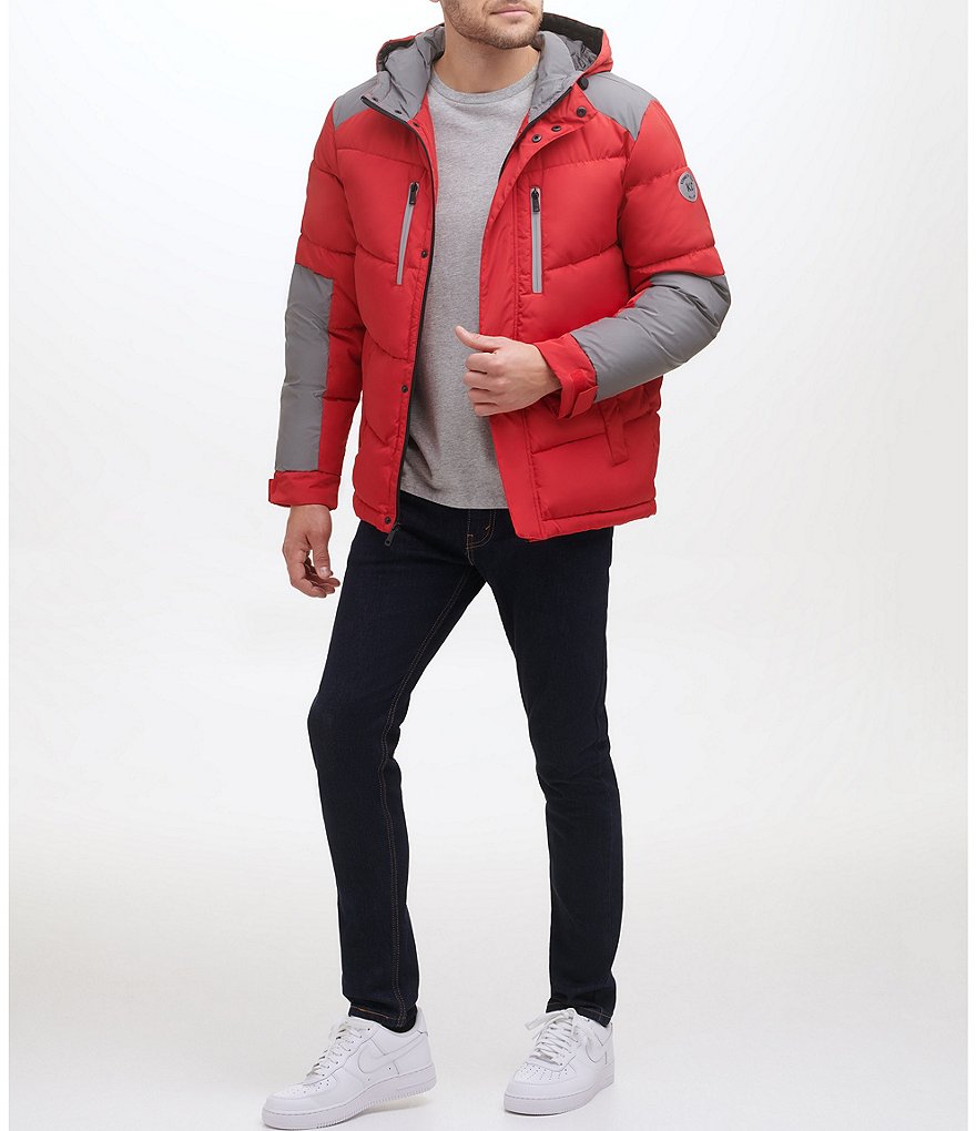 Kenneth Cole New York Long-Sleeve Mixed-Media Hooded Puffer Jacket