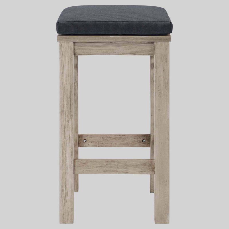Wiscasset Outdoor Patio Acacia Wood Bar Stool - Light Gray - Modway