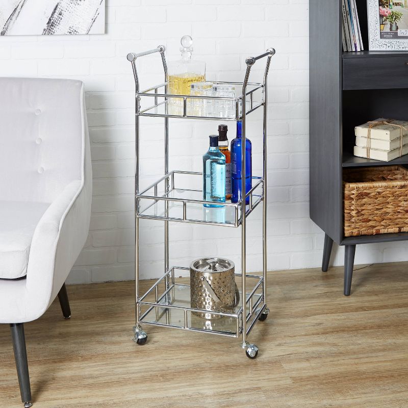 Square Metal and Glass Bar Serving Cart Black - Silverwood