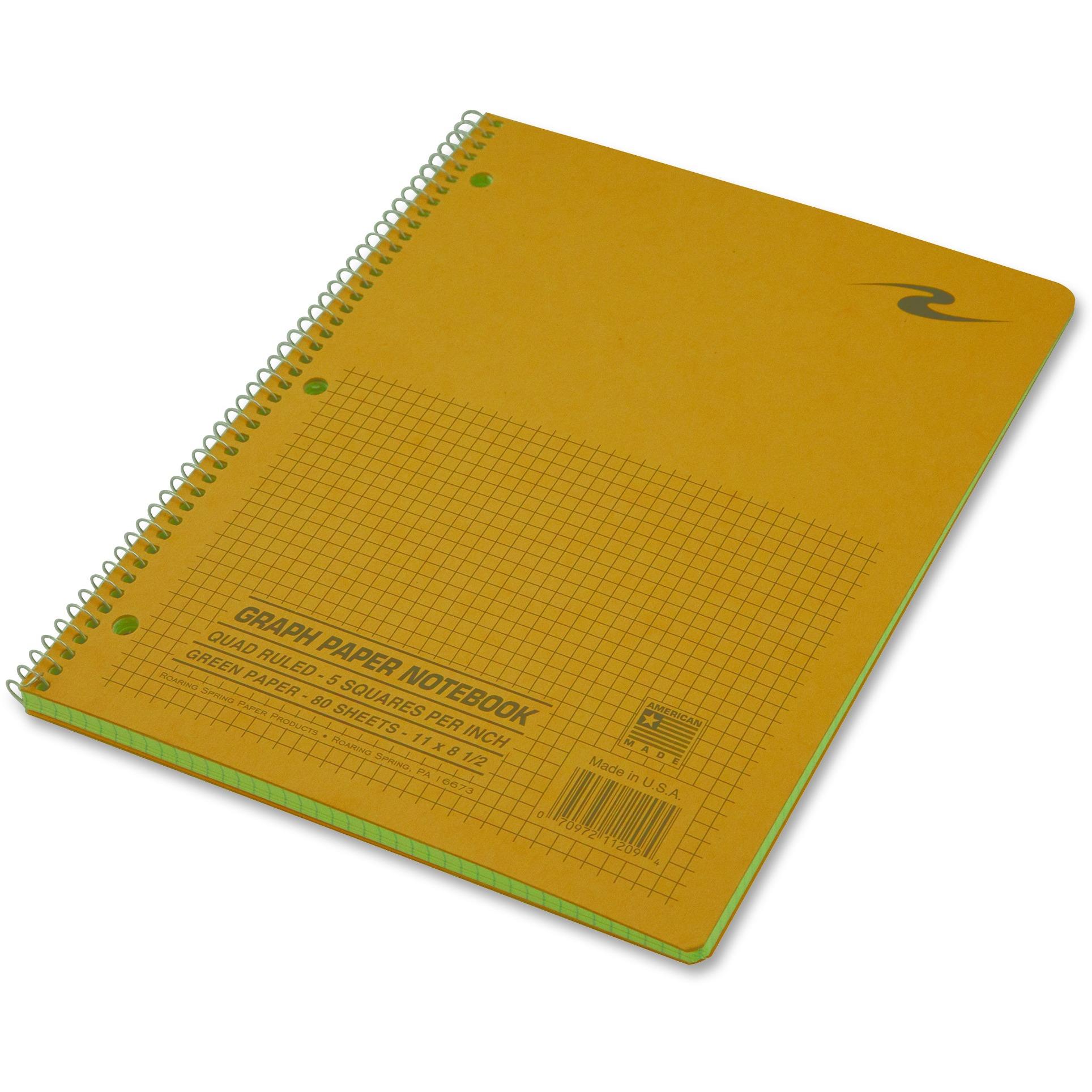 Roaring Spring Quad Notebook Wirebound 5x5 Quad 3HP 11"x8-1/2" 80 Sh Brown 11209