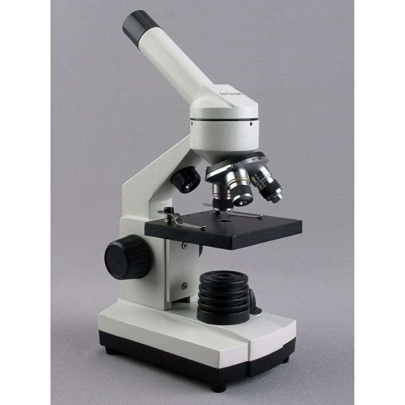 Cordless LED Metal Frame Compound Microscope w Top Bottom Lights