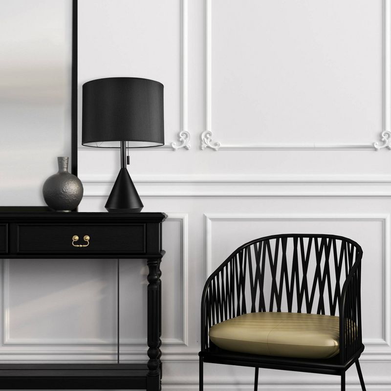 23" Kara Table Lamp Base with Fabric Shade (Includes LED Light Bulb) Black - Globe Electric