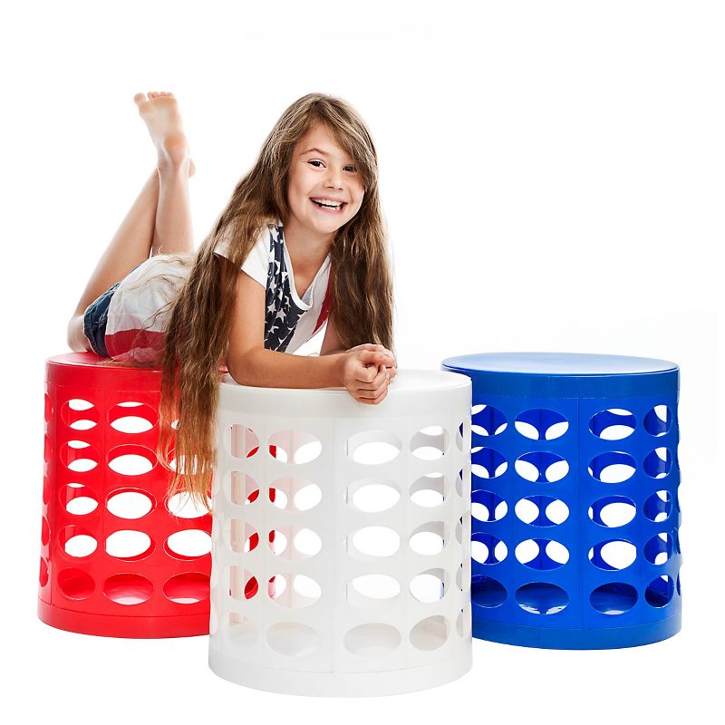 GitaDini Storage Ottoman Perforated Blue