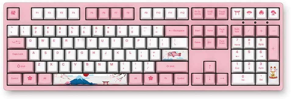 EPOMAKER AKKO 3108 World Tour Tokyo 108 Keys Wired Full Size Mechanical Keyboard with Dye Sublimation PBT Keycaps, NKRO for Gamers/Mac/Win (AKKO 2nd Gen Pink Switch, 108 Keys)