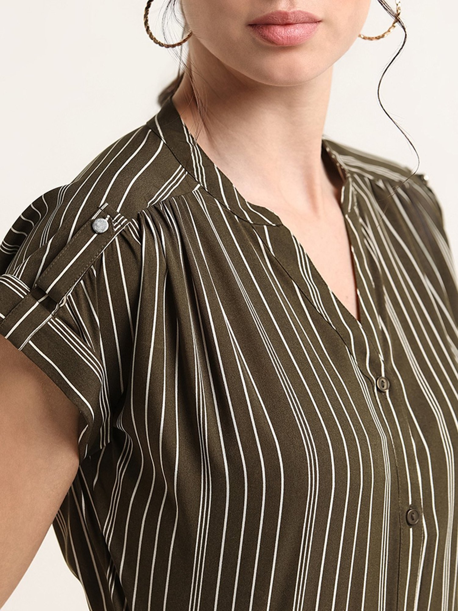 Wardrobe by Westside Green Striped Top