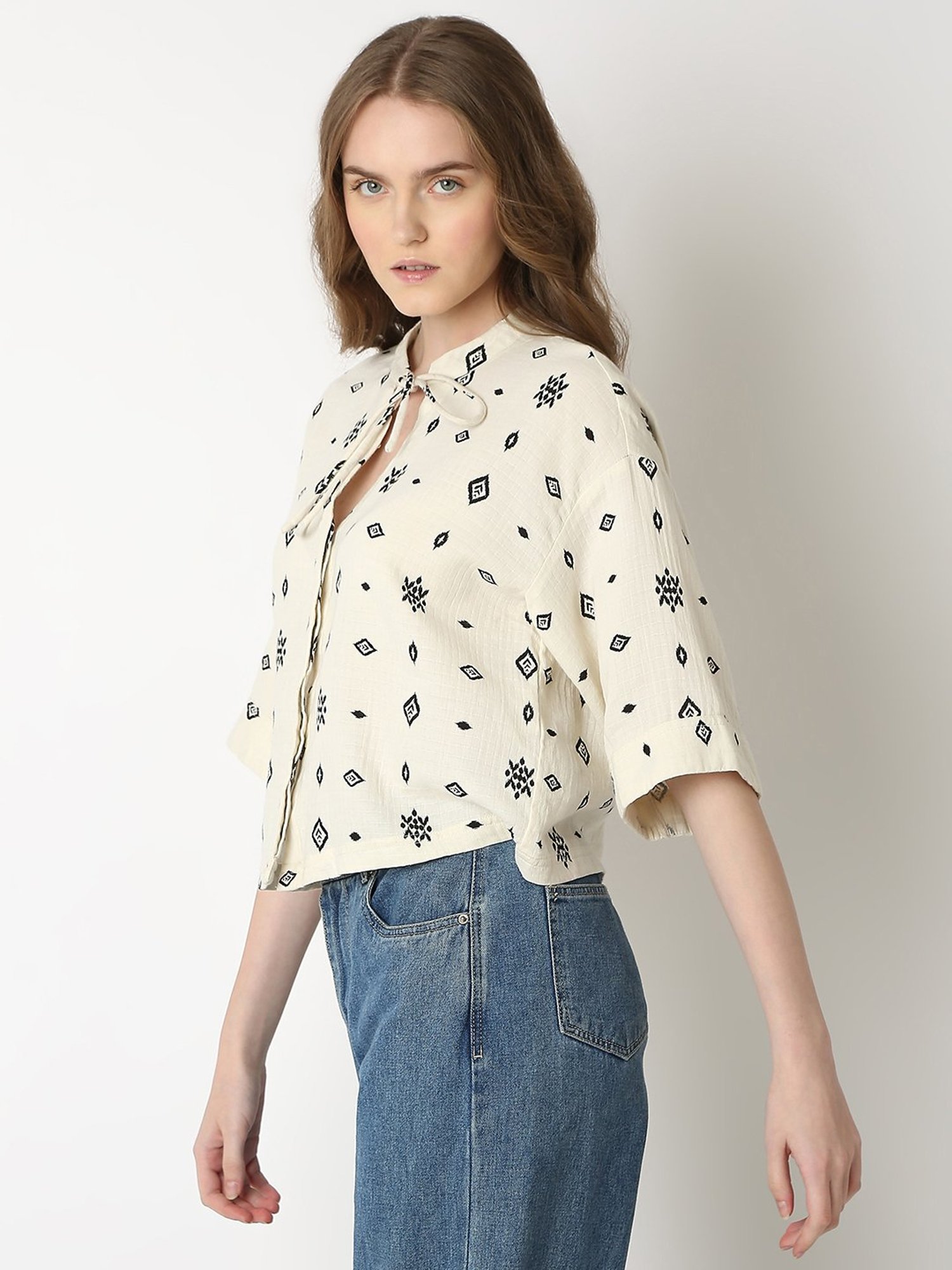 Vero Moda Off White Printed Top