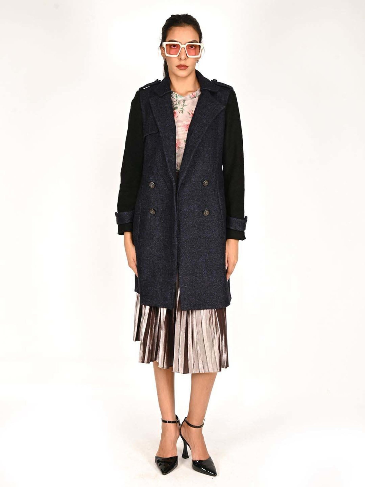 Odette Navy Self Pattern Jacket