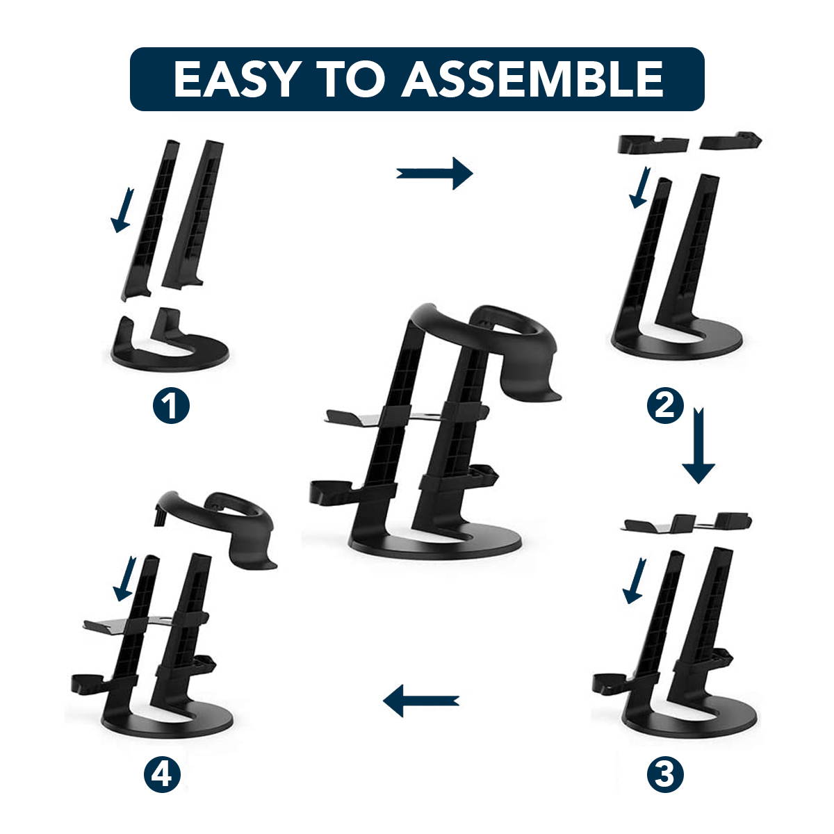 KIWI design VR Stand Headset Display And Controller Holder Mount Station For Oculus Quest2/Rift S/GO/HTC Vive /Valve Index