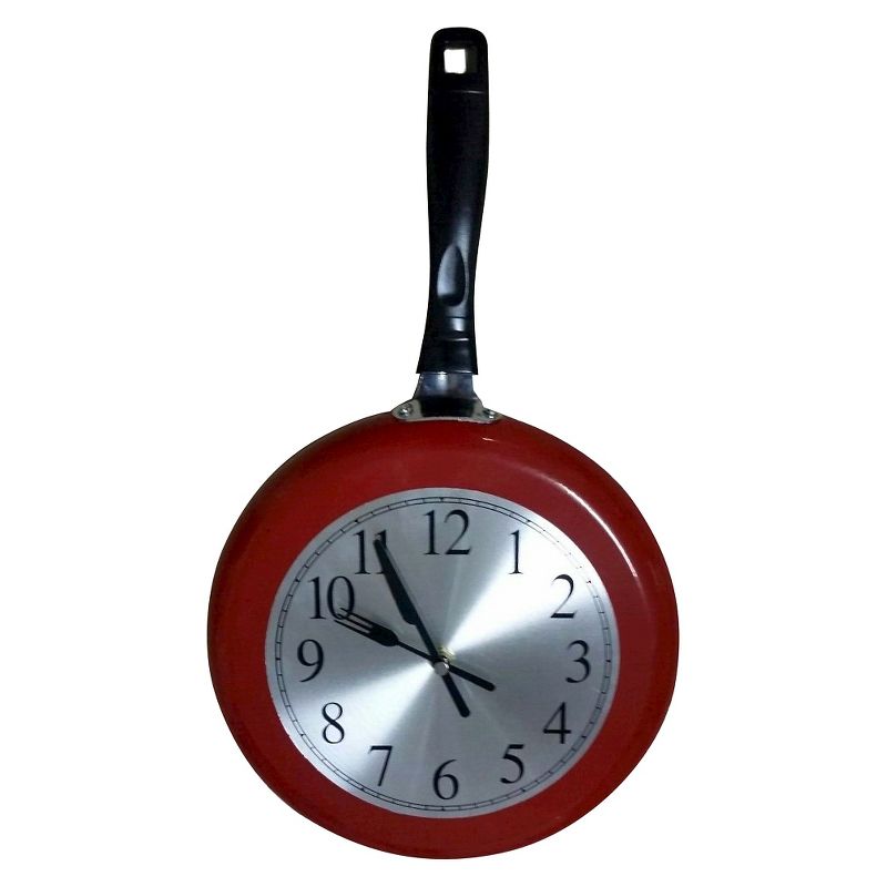 Frying Pan Clock Red - Creative Motion Industries