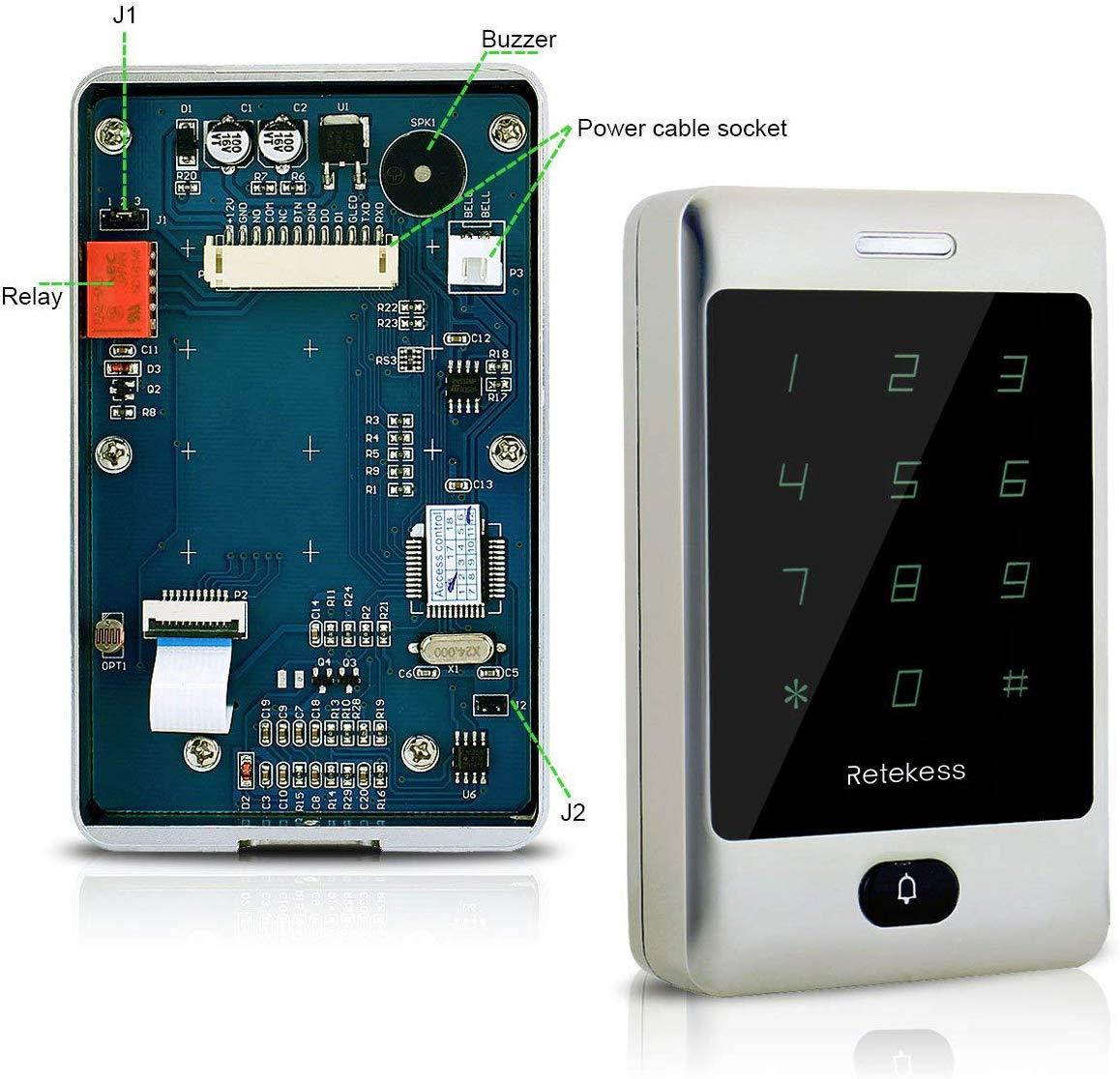 Retekess T-AC800 Access Control Keypad Access Touch Keypad RFID Keypad Wiegand Keypad 8000 User 125KHz Access Control Exit Button