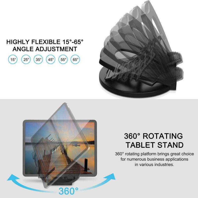 AboveTEK Tablet Stand, 360&deg; Rotating Commercial iPad Stand, Swivel Design for Store Office Bedside Showcase Reception Kitchen Home