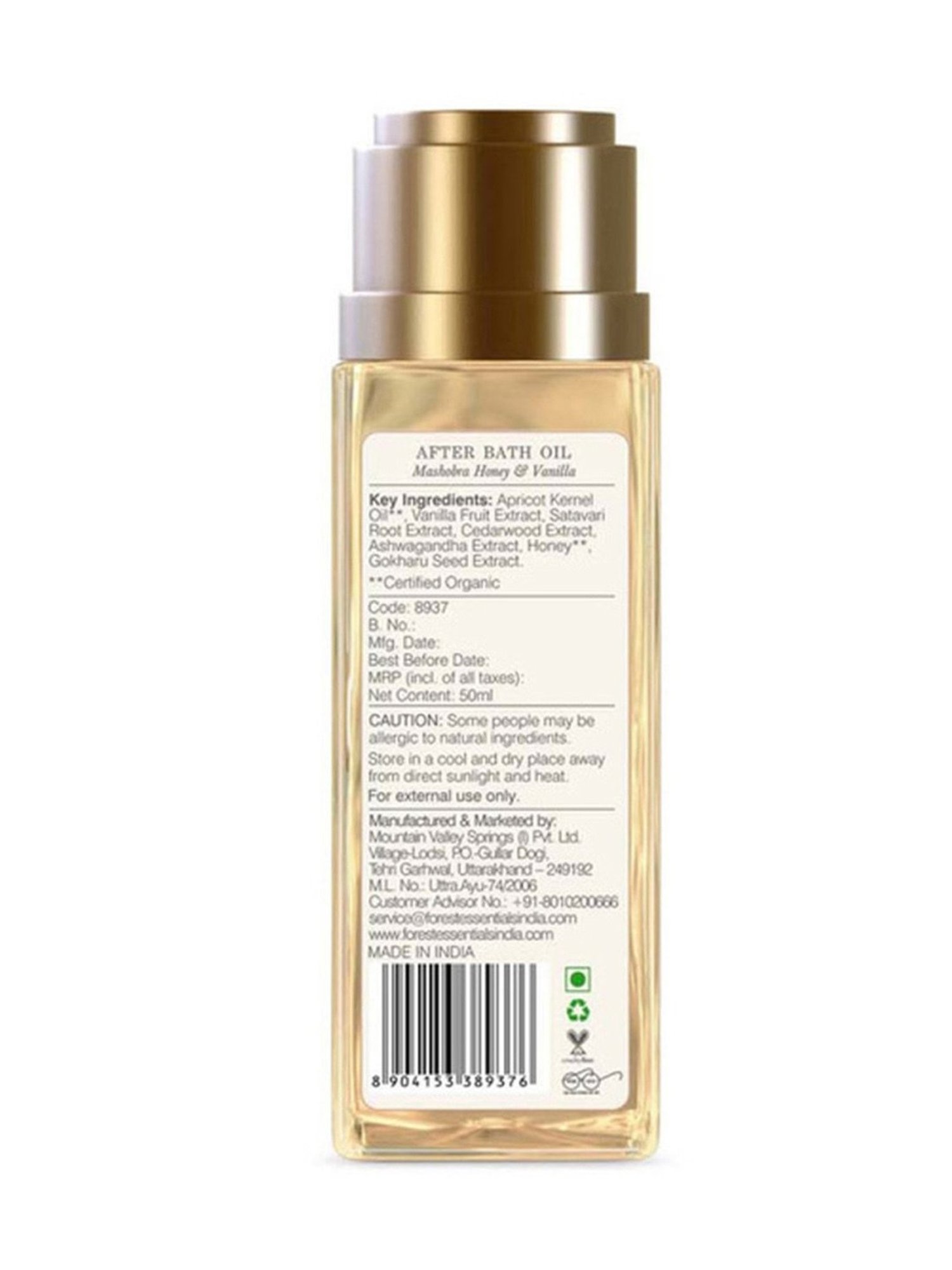 Forest Essentials Ayurvedic Mashobra, Honey & Vanilla Nourishing After Shower Oil  - 50 ml