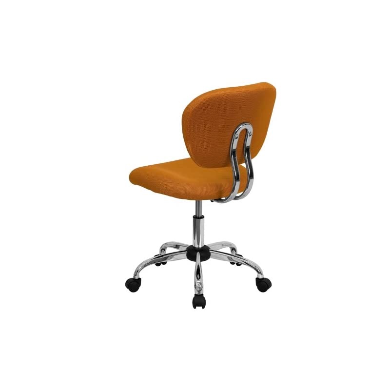 Mid-Back Orange Mesh Padded Swivel Task Office Chair with Chrome Base