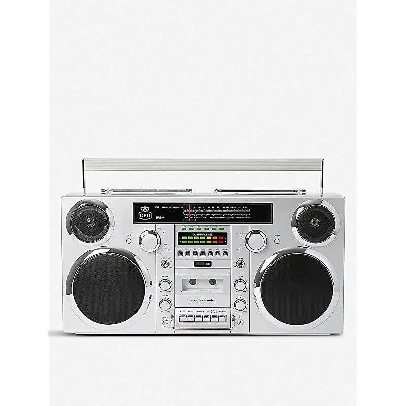 Brooklyn 1980S-Style Portable Boombox - CD Player, Cassette Player, FM Radio, USB, Wireless Bluetooth Speaker - Silver