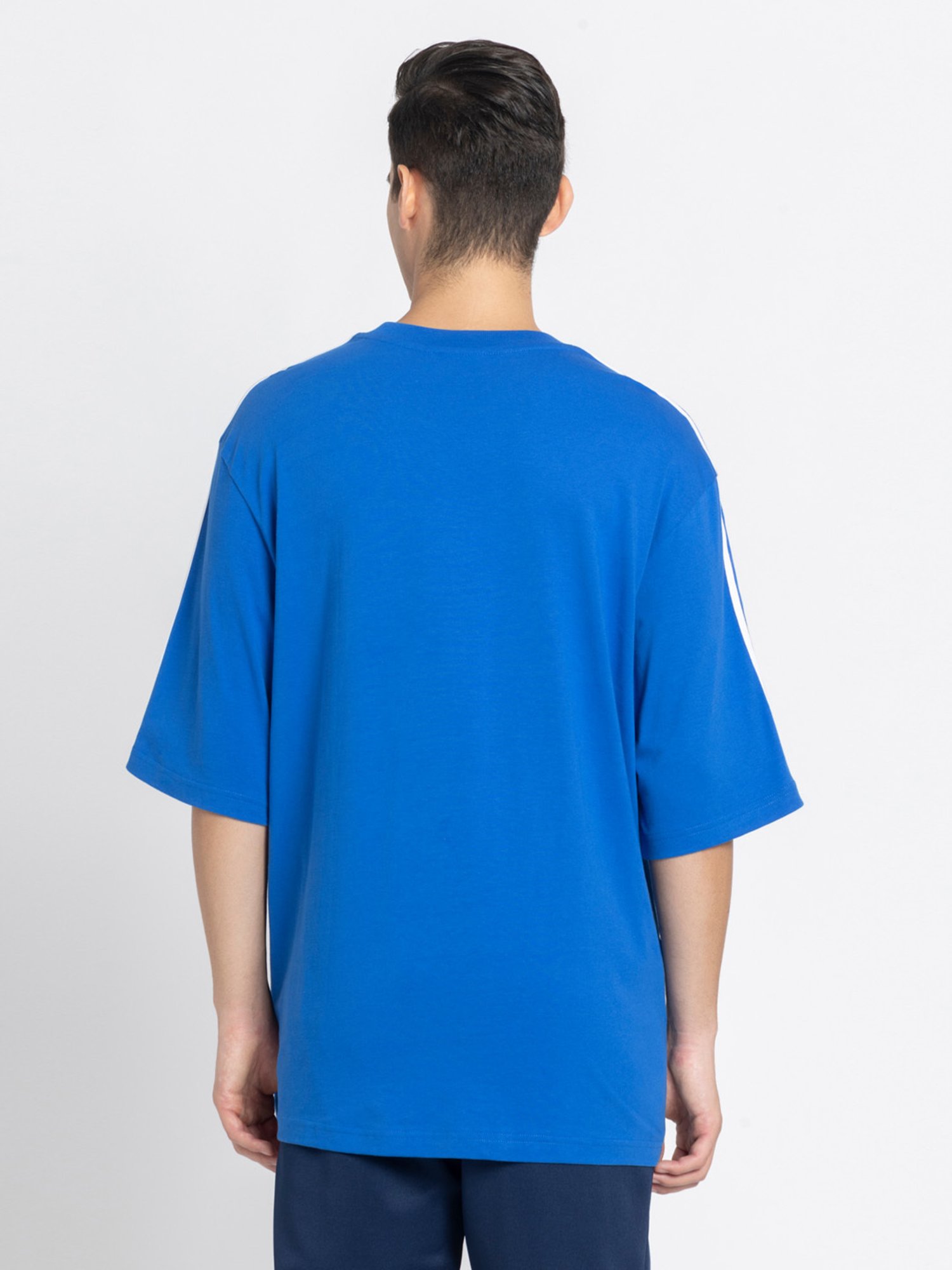 Adidas Blue 100% Cotton Oversized Printed  T-Shirt