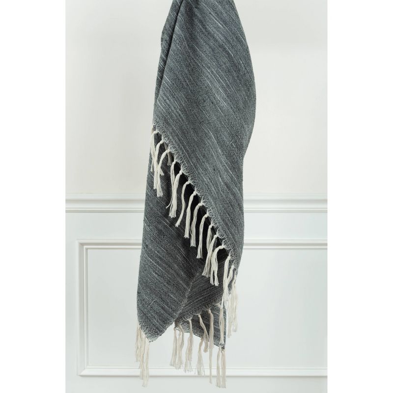 50"x60" Stripe Throw Blanket Dark Gray - Rizzy Home