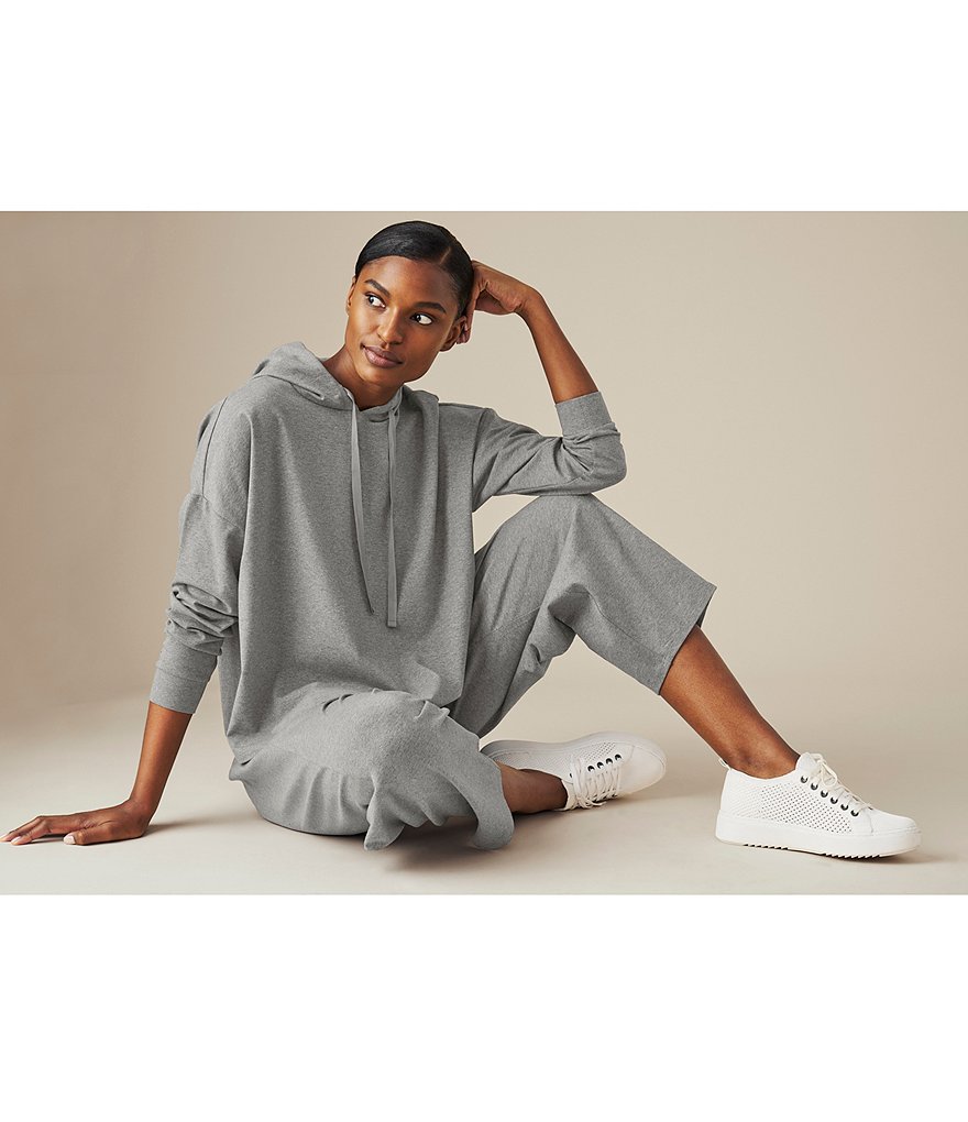 Eileen Fisher Heathered Organic Cotton Stretch Jersey Boxy Coordinating Hoodie