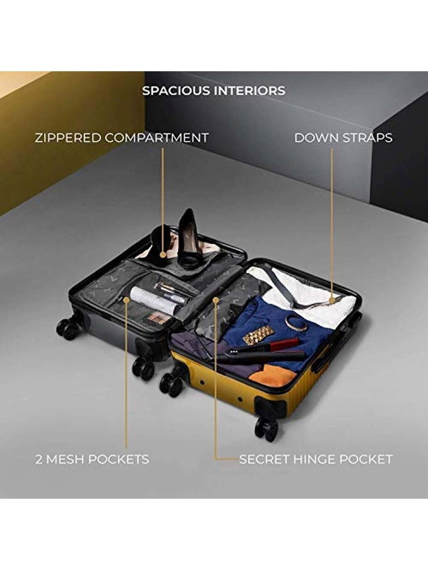 Skybags Salsa Red Solid Hard Medium Trolley Bag - 46 cm