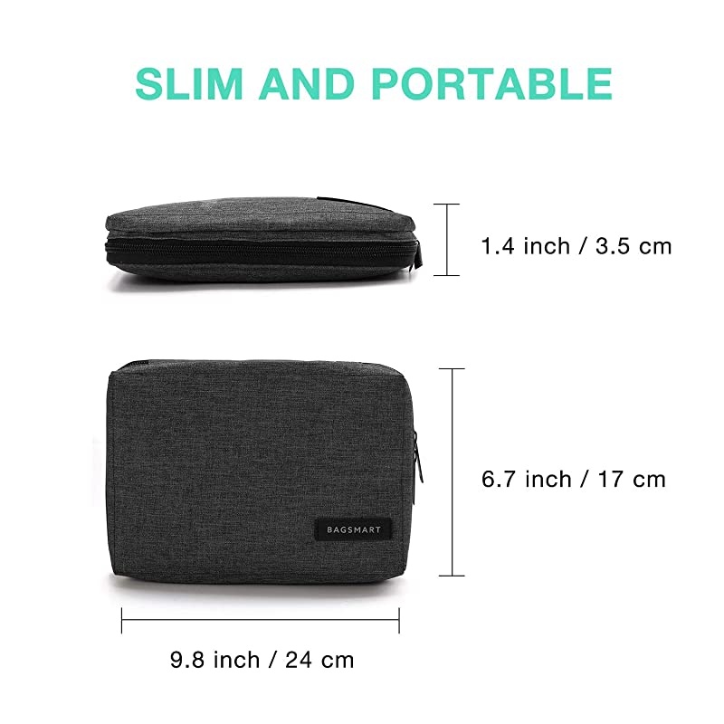 Electronic Organizer Small Travel Cable Organizer Bag for Hard Drives Cables Phone USB SD Card Black