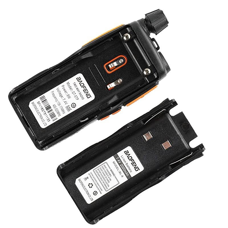 GT5TP 8W4W1W TriPower UHF VHF Dual Band Amateur Ham Radio Handheld Two Way Radio Walkie Talkie with Earpiece + 2000mAh Battery + Dual PTT