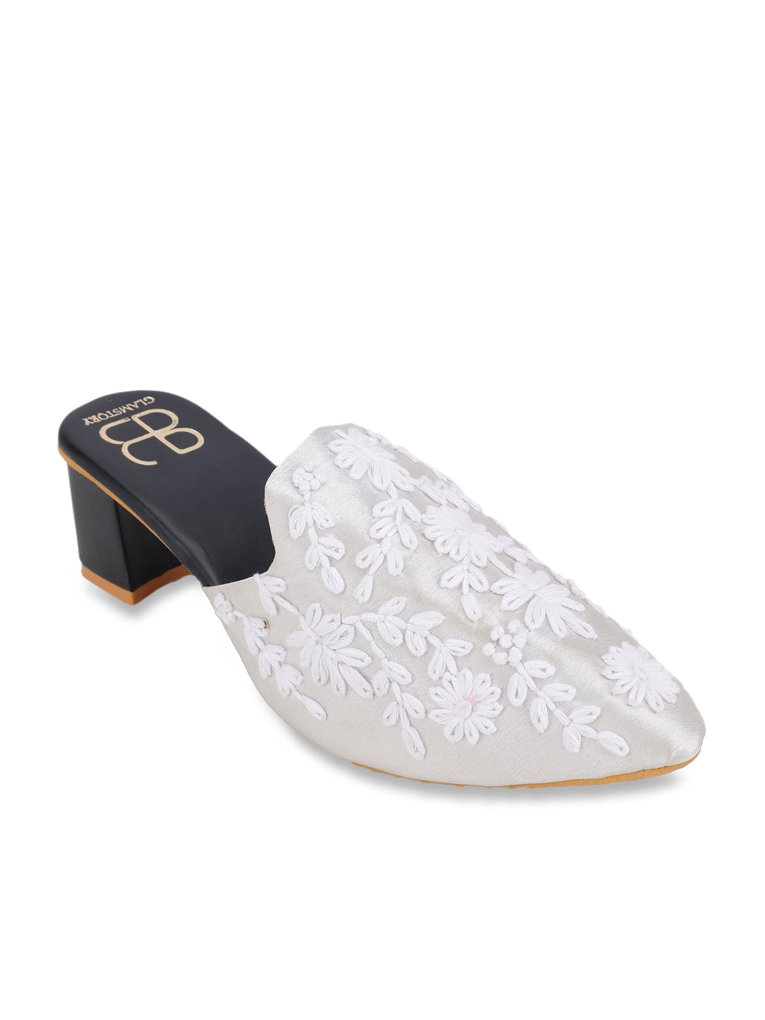 Glam Story Women's Masakali White Mule Shoes