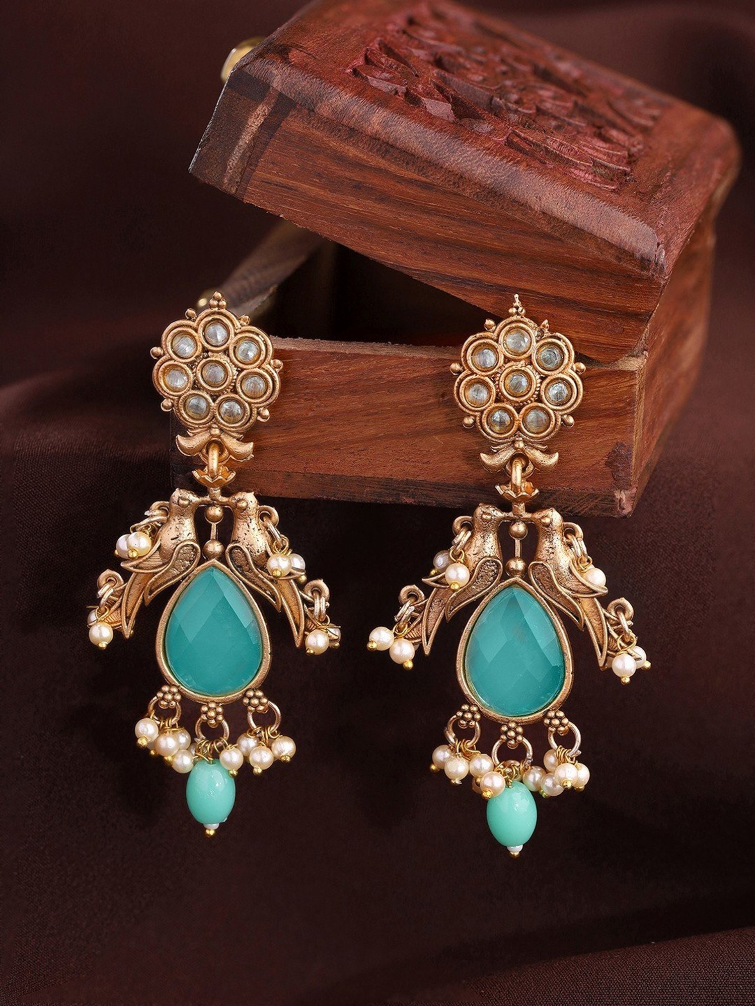 Priyaasi Floral and Bird Style Dangler Earrings