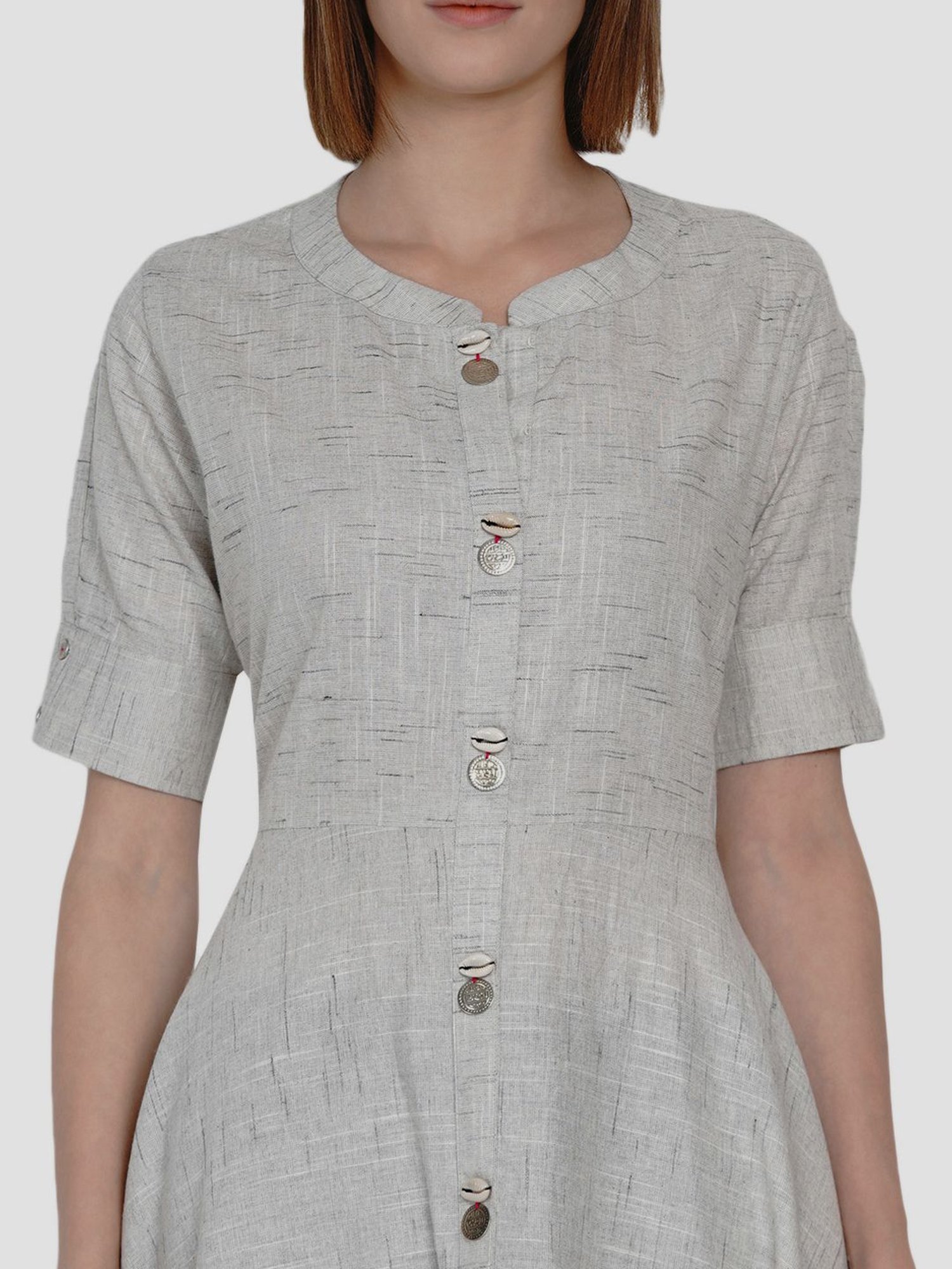Women Republic Grey Cotton A Line Kurta