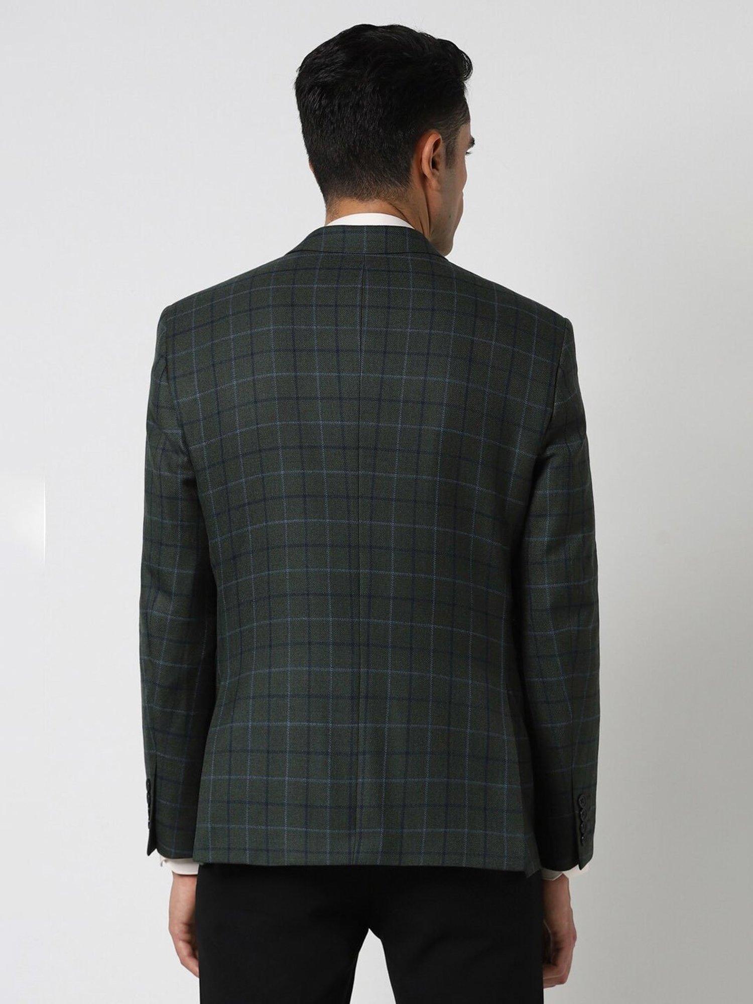 Van Heusen Green Slim Fit Checks Blazer