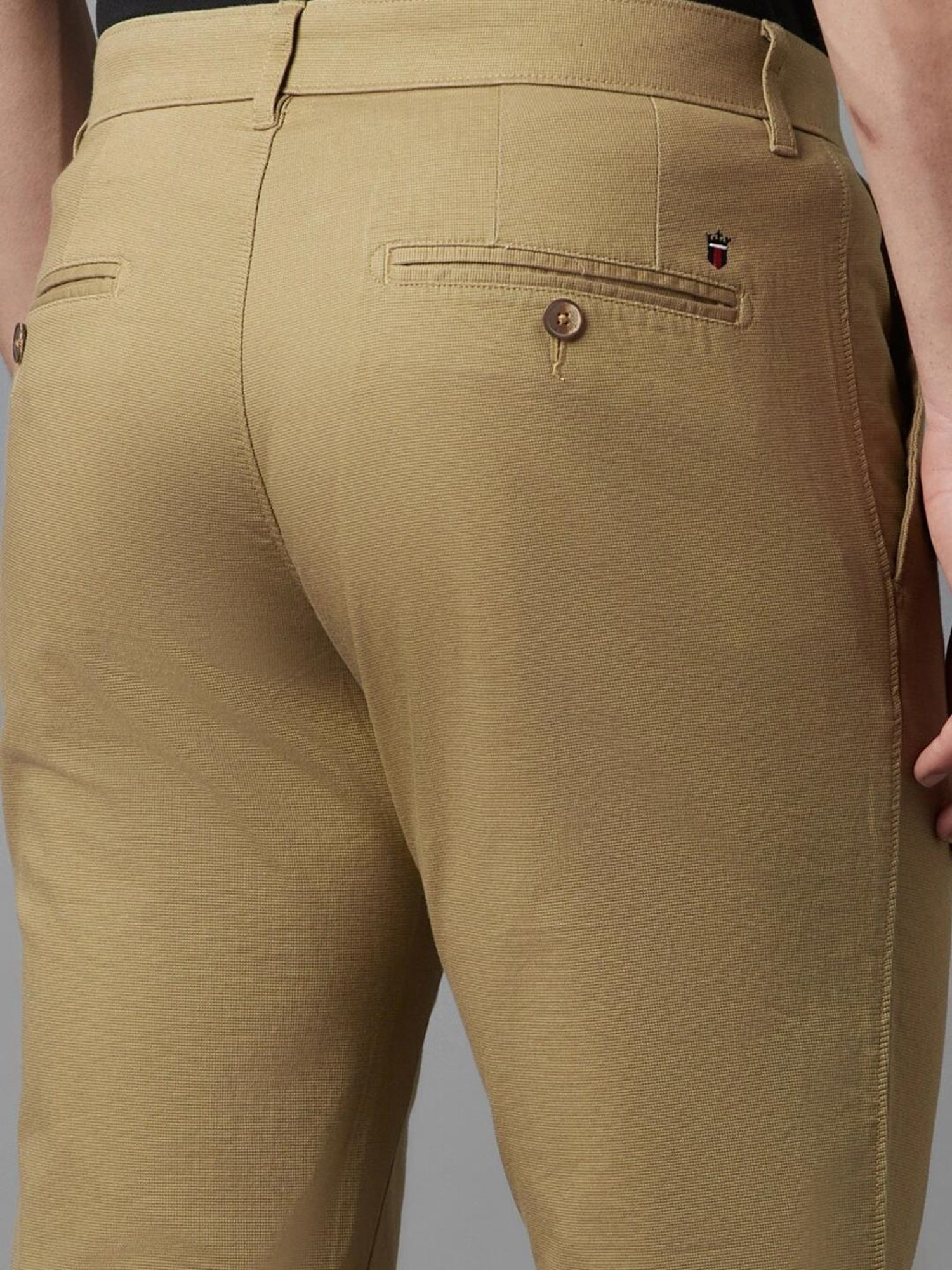 Louis Philippe Khaki Slim Fit Texture Trousers