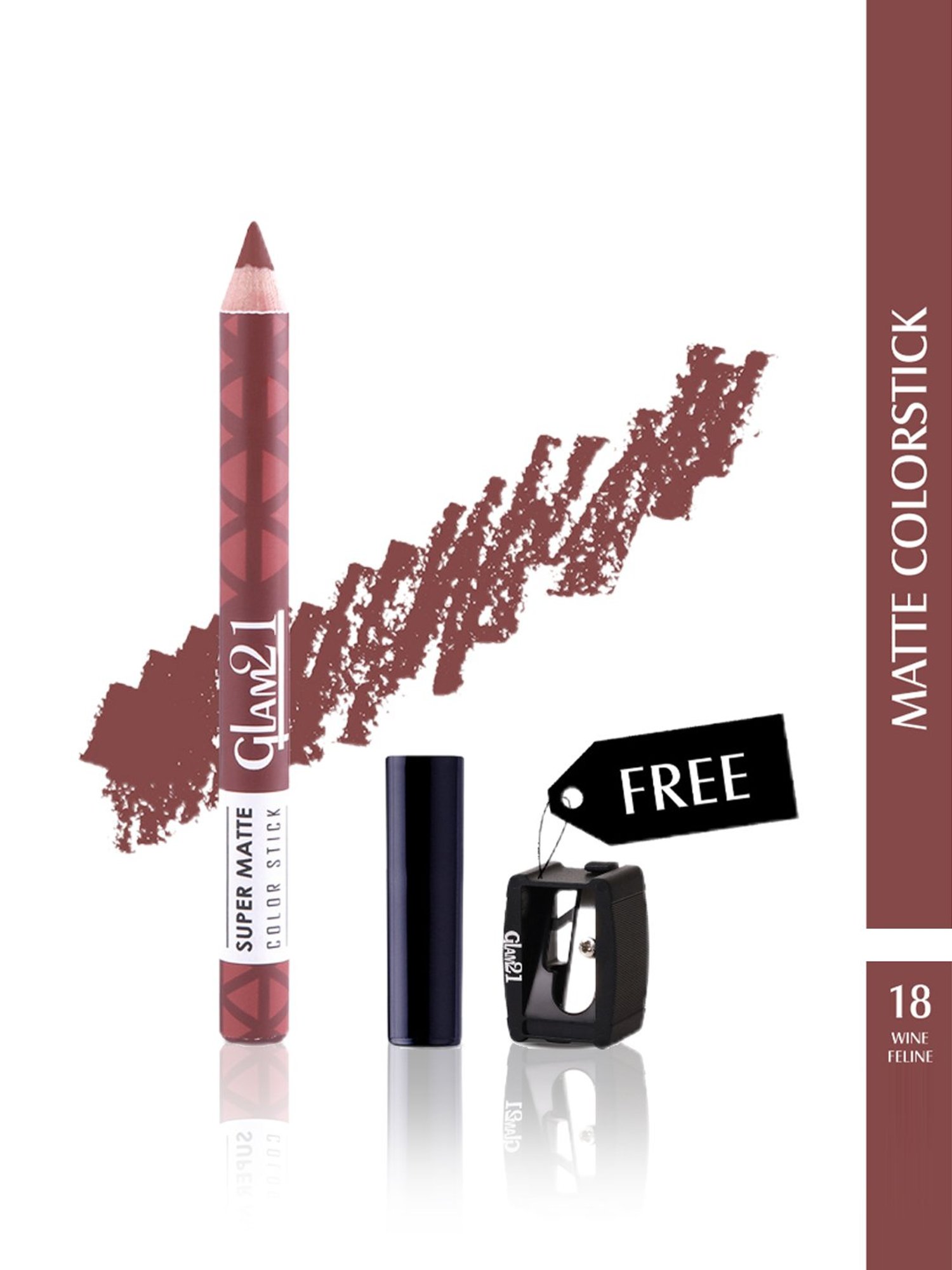 Glam21 Super Matte Color Stick with Sharpener 18 Wine Feline - 3.5 gm