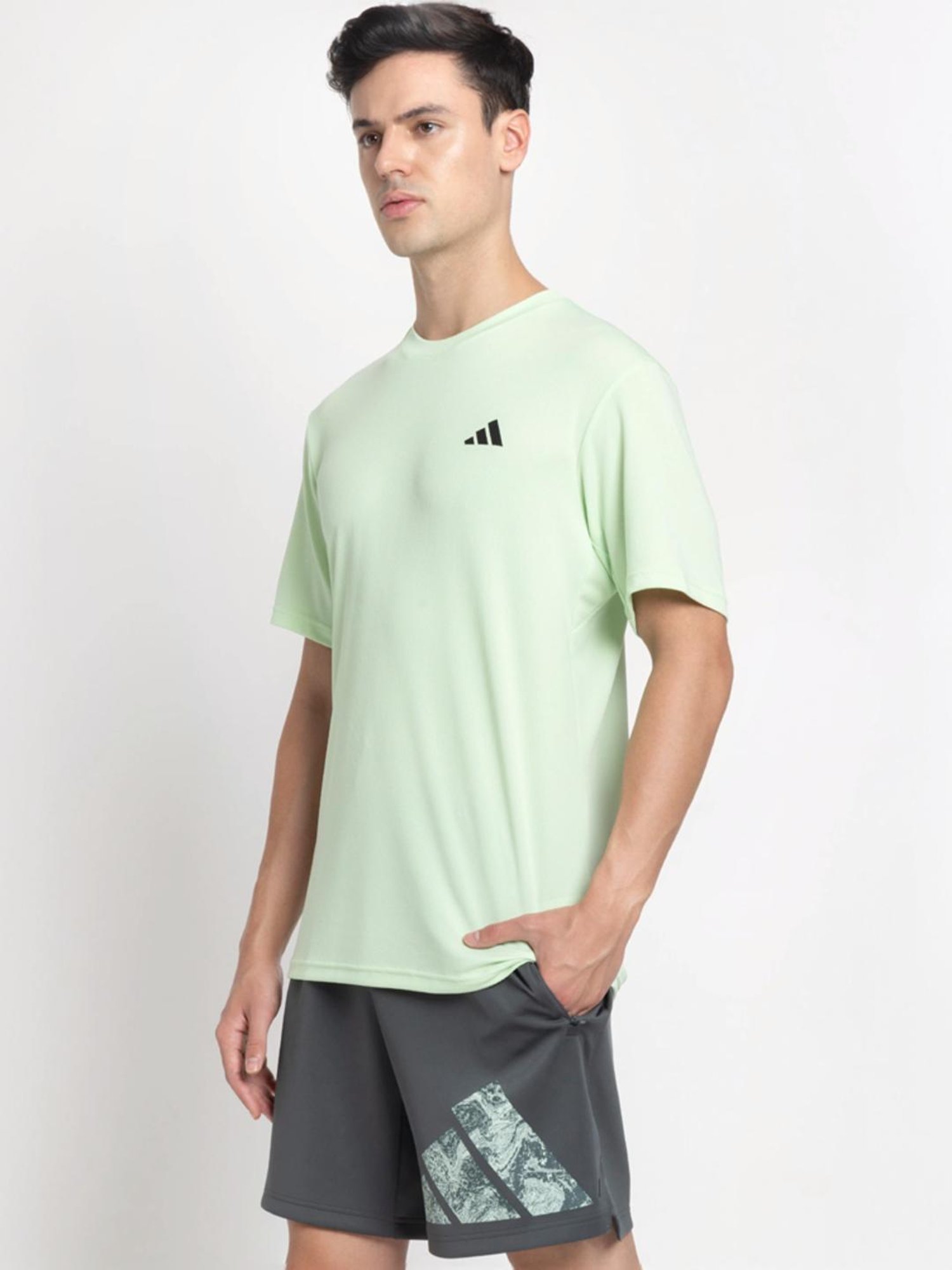 Adidas Green Regular Fit Texture T-Shirt