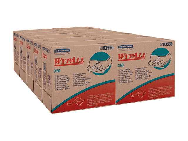 WypAll X50 Disposable Cloths (83550), Strong for Extended Use, POP-UP Box, White, 10 Boxes / Case, 176 Sheets / Box, 1,760 Sheets / Case