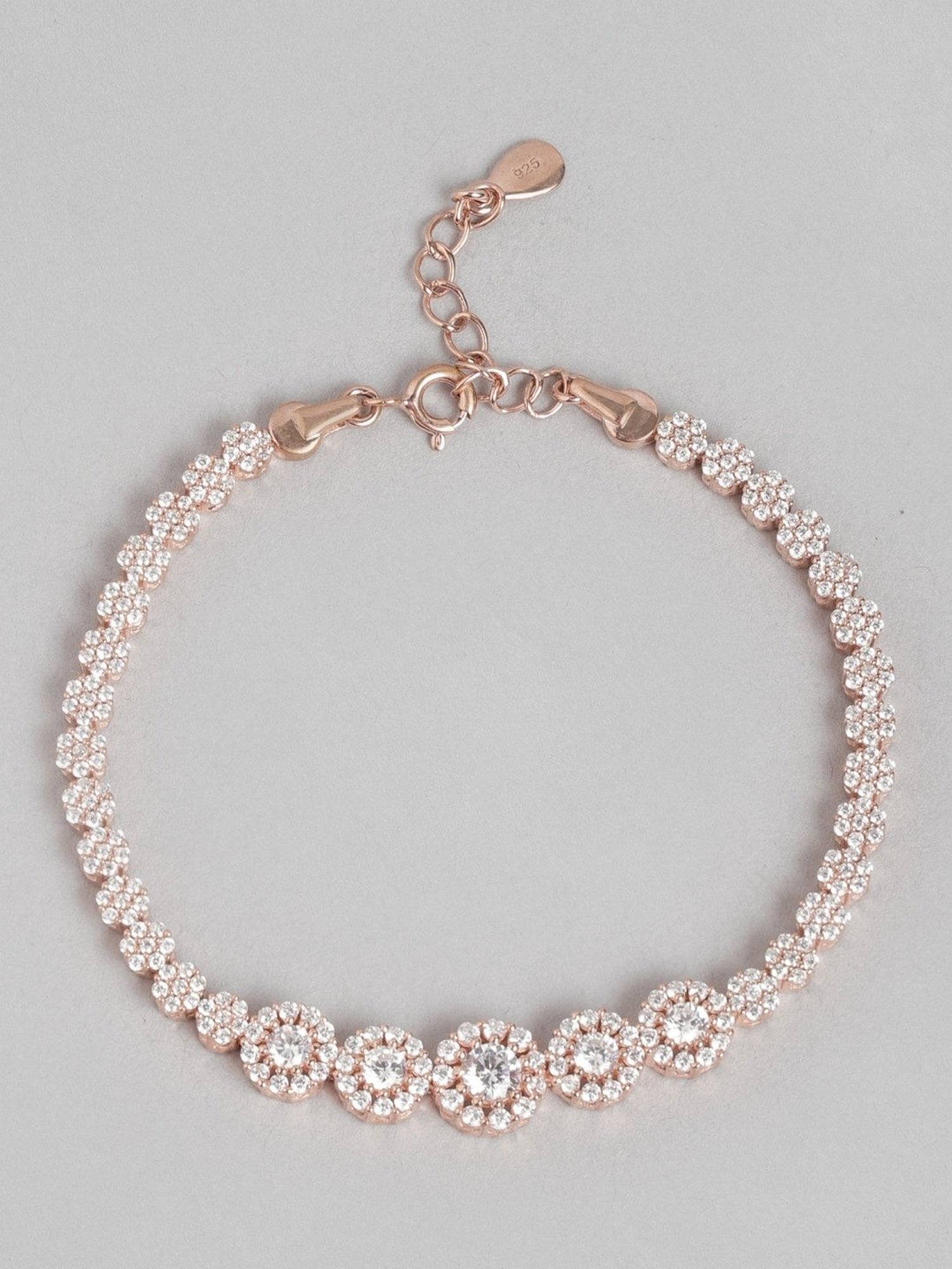 Zavya 925 Sterling Silver Blooming Grace Rose Flexible fit Bracelet For Women