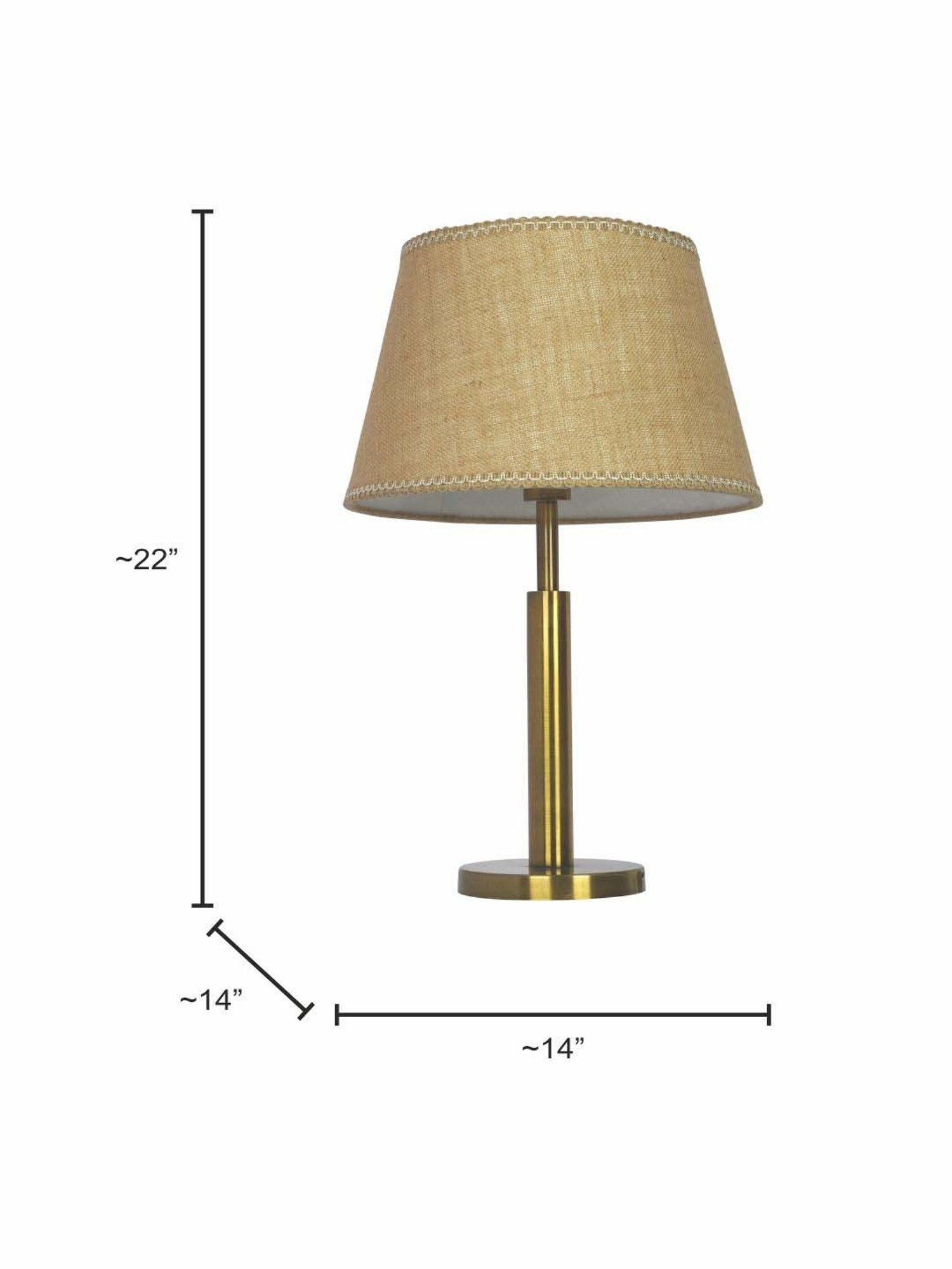 FOS LIGHTING Transitional Brushed Beige & Golden Steel Table Lamp With Fabric Shade