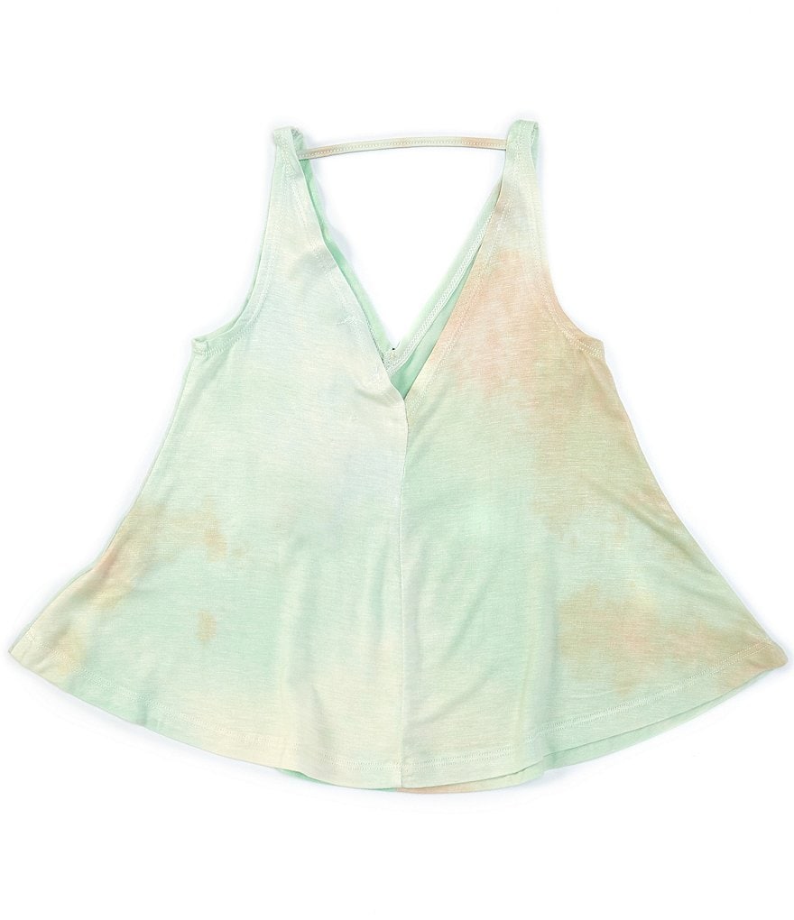 Angie Big Girls 7-14 Tie-Dye Faux-Button-Front Tank Top