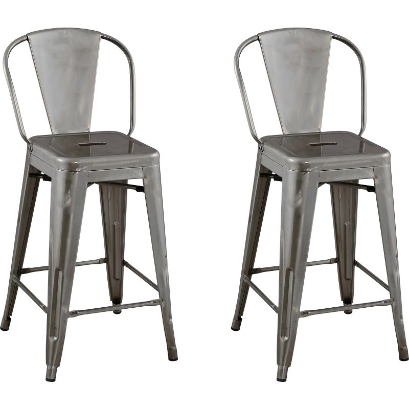 Set of 2 24" Carlisle Backed Counter Height Barstool Natural Metal - Threshold™