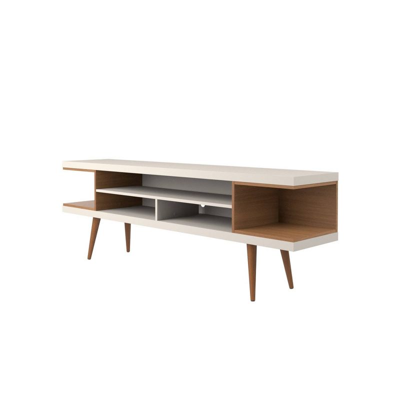 70.47" Utopia TV Stand with Splayed Wooden Legs and 4 Shelves Maple Cream/Off-White - Manhattan Comfort