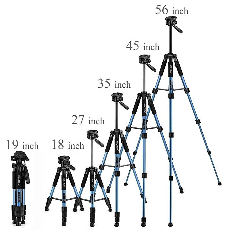 PT55 Travel Camera Tripod Lightweight Aluminum for DSLR SLR Canon Nikon Sony Olympus DV with Carry Bag 11 lbs5kg Load Blue