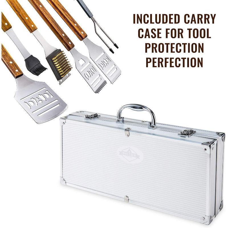 Hike Crew Deluxe Dad BBQ Tools Gift Set &ndash; 6-Piece Grill Accessories Utensils Kit Perfect for Holiday, Birthday or Father&rsquo;s Day &ndash; Tongs, Spatula, Digital Thermometer, Sauce Brush, Scraper, Carry Case