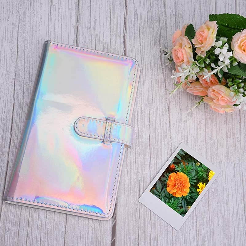 Wallet PU Leather Photo Album Compatible with Fujifilm Instax Mini 11 9 8 90 8+ 26 7s Instant Camera Film, Polaroid Snap Zip Z2300 PIC-300 Film (Bright Silvery)