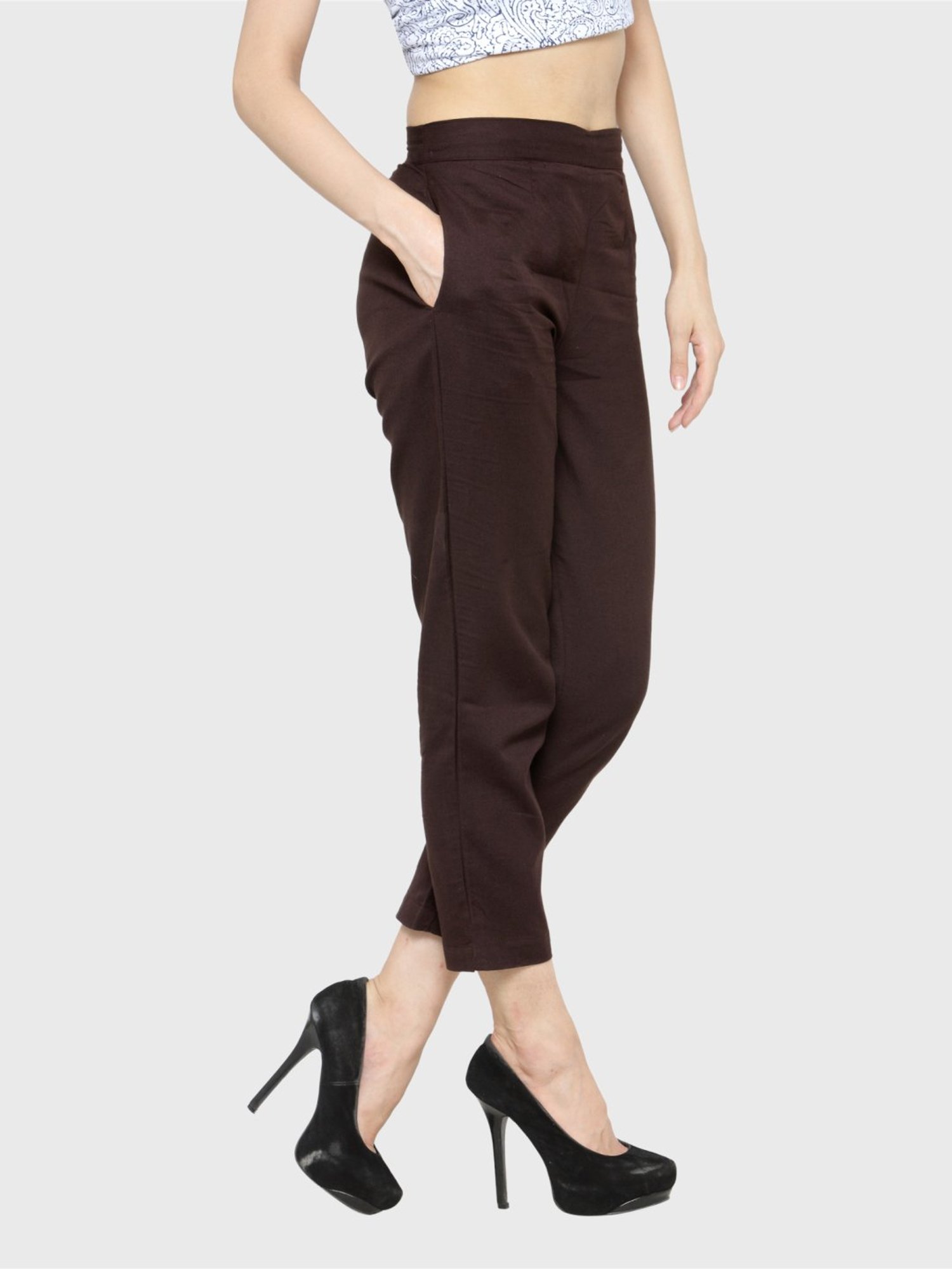 Indibelle Brown Cotton Trousers