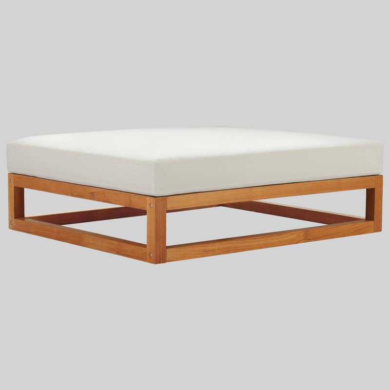 Newbury Premium Grade A Teak Wood Patio Ottoman White - Modway